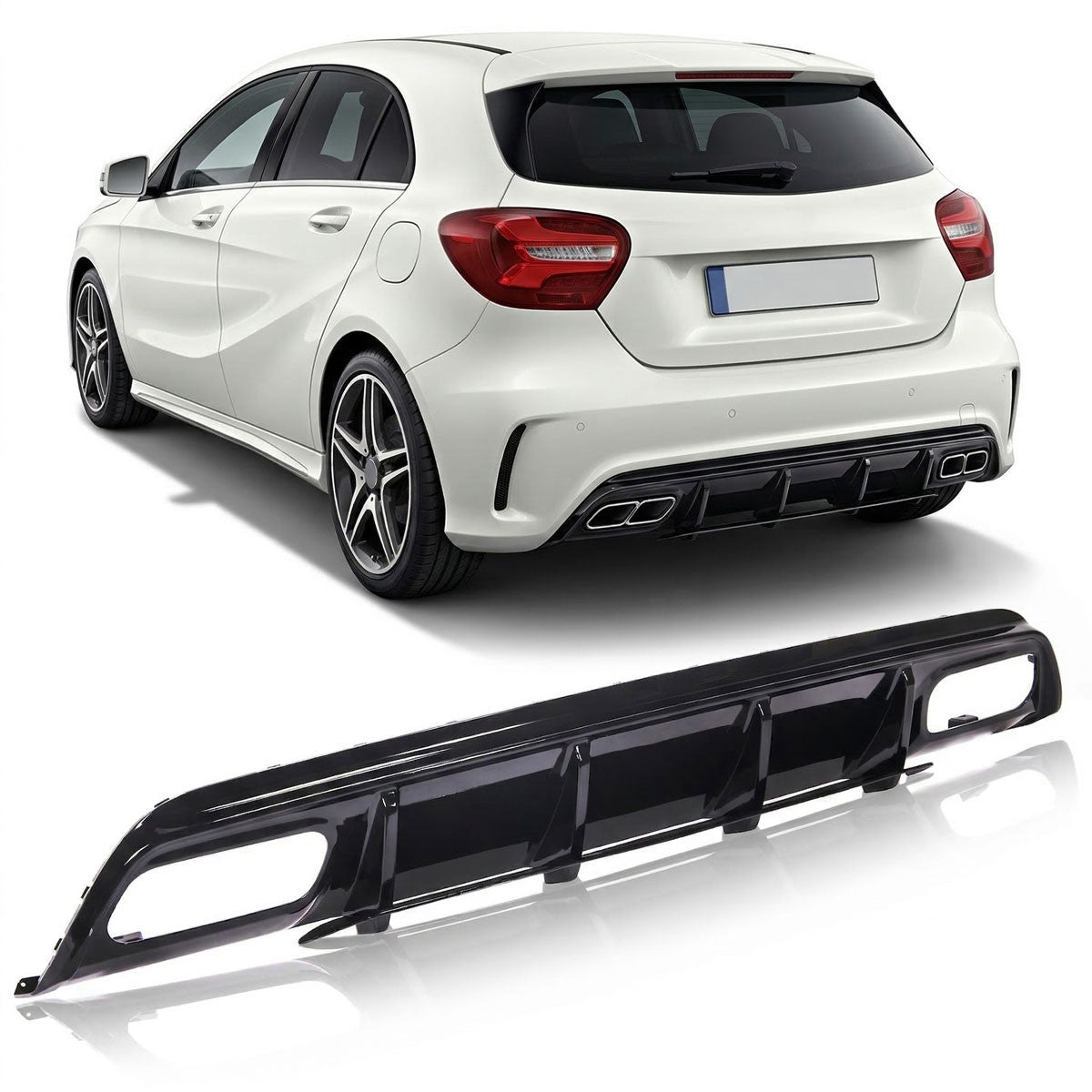 Heckstoßstange Diffusor Hochglanz Schwarz passend für Mercedes A-Klasse W176 2012-2018