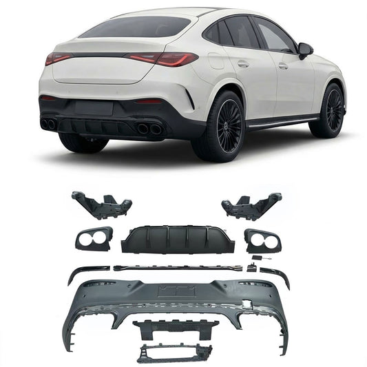 Heckdiffusor mit schwarzen runden Rohren passend für Mercedes GLC Coupe C254 2023+