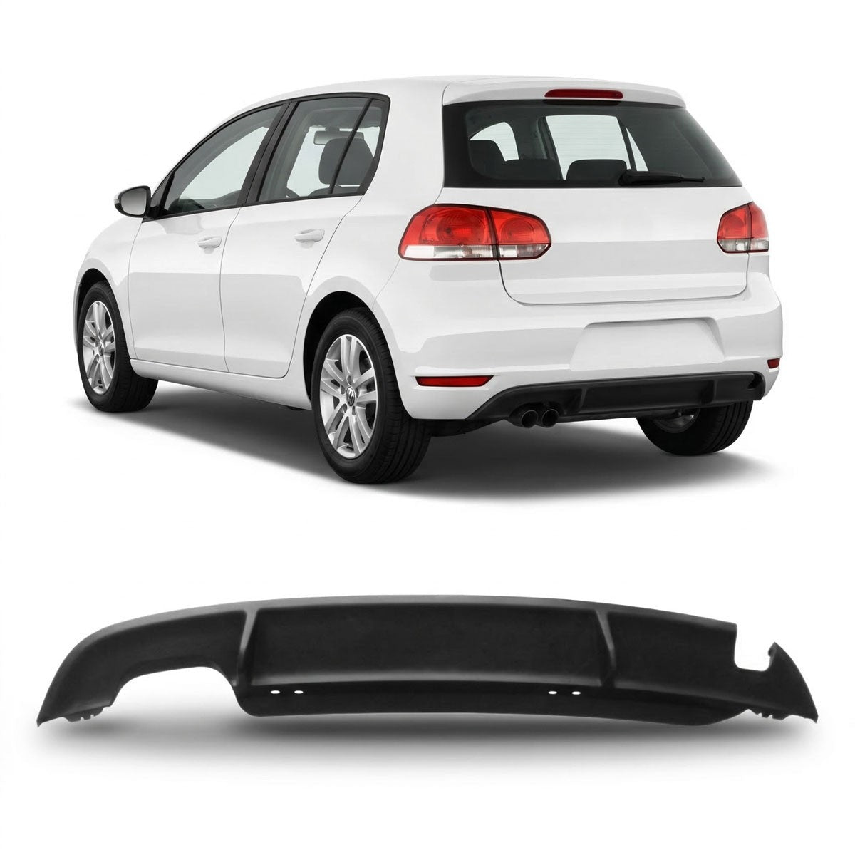 Heckstoßstange Diffusor Matt Schwarz passend für VW Golf 6 2008-2012