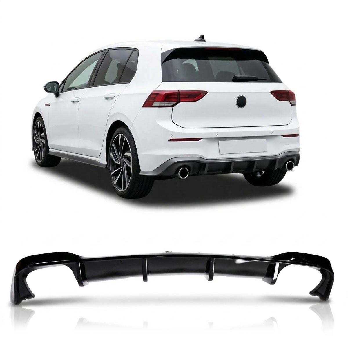 Heckstoßstange Diffusor Hochglanz Schwarz Quad Exhaust passend für VW Golf 8 2019-2024