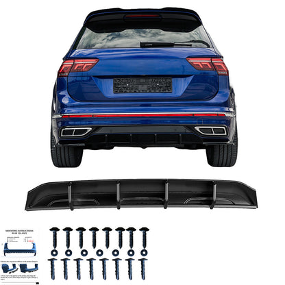 Heckstoßstange Diffusor passend für VW Tiguan R-Line Mk2 Facelift 2020-2024 Hochglanz Schwarz