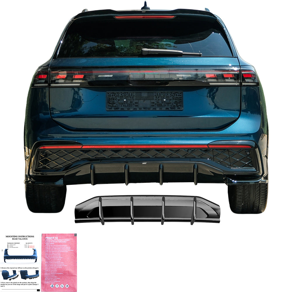 Heckdiffusor passend für VW Volkswagen Tiguan Standard/R-Line Mk3 2024+ Hochglanz Schwarz