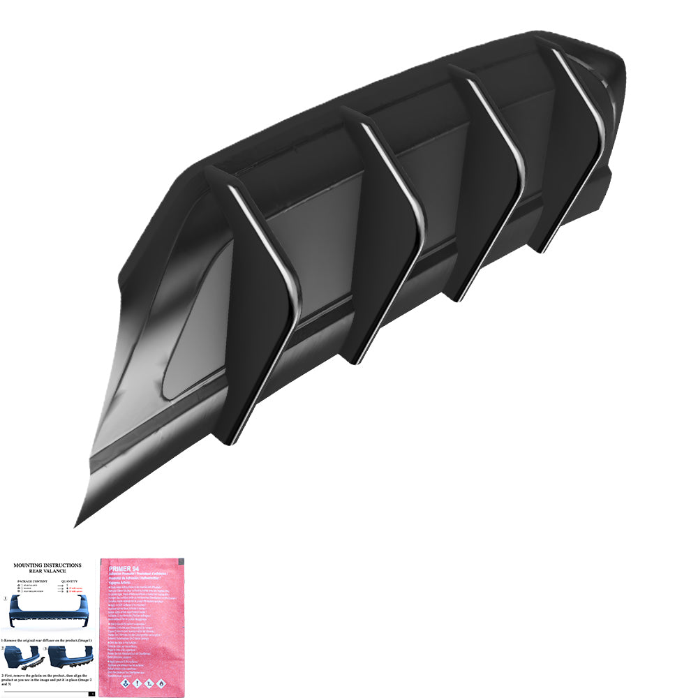 Heckdiffusor passend für VW Volkswagen Tiguan Standard/R-Line Mk3 2024+ Hochglanz Schwarz
