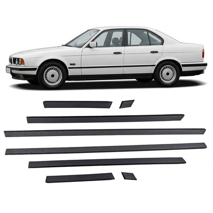 8-teiliges schwarzes Türverkleidungsleisten Set passend für BMW 5er E34 1988-1996