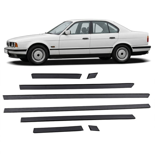 8-teiliges schwarzes Türverkleidungsleisten Set passend für BMW 5er E34 1988-1996