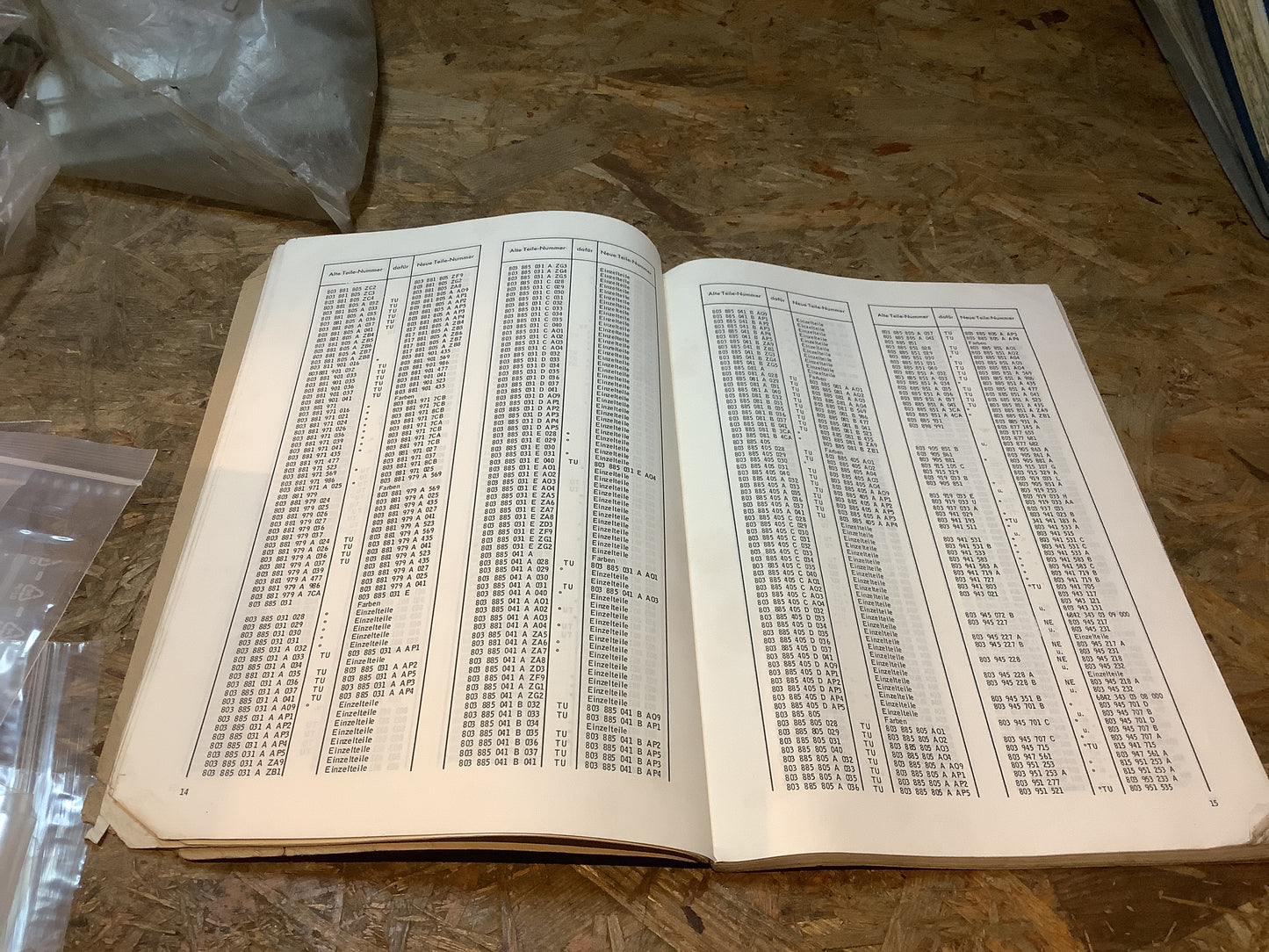 Audi NSU Vergleichsliste geänderter ET-Nummern Ausgabe April 1972