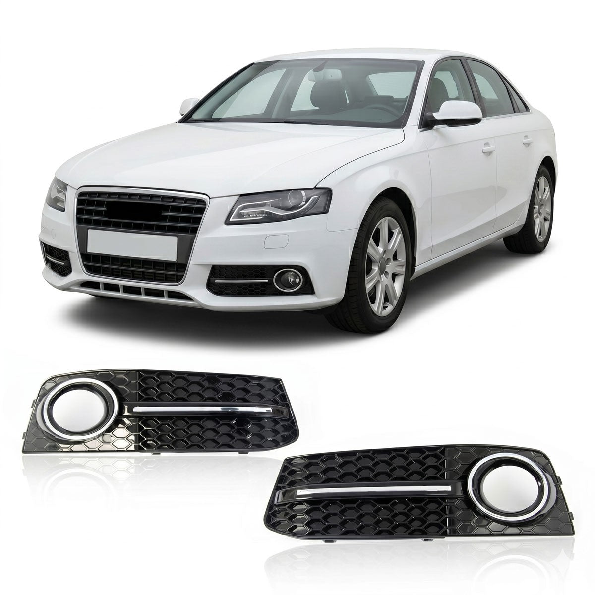 Nebelscheinwerferabdeckungen Chrom & Schwarz passend für Audi A4 B8 8K 2008-2011