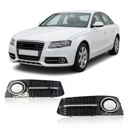 Nebelscheinwerferabdeckungen Chrom & Schwarz passend für Audi A4 B8 8K 2008-2011