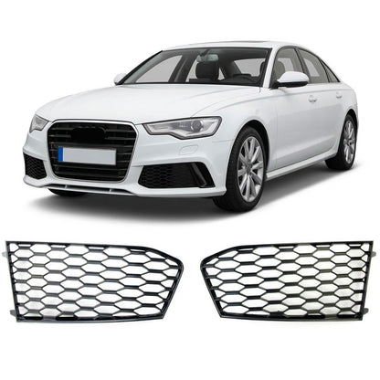 Hochglanz Schwarz Nebelscheinwerfer Abdeckungen (RS Stoßstange) passend für Audi A6 C7 4G 2011-2015
