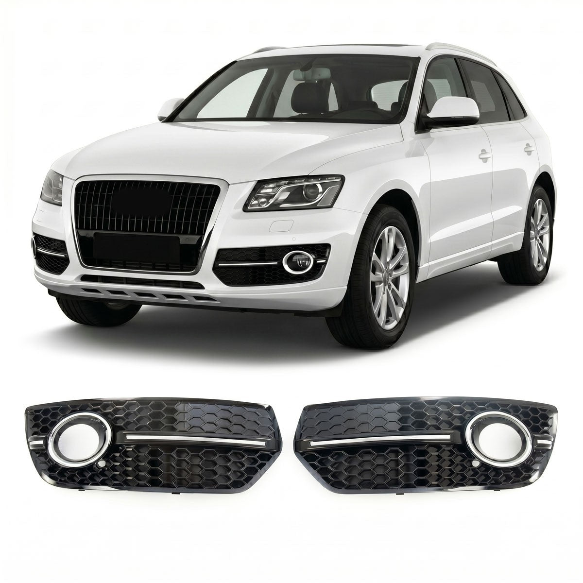 Nebelscheinwerfer Abdeckungen Chrom & Hochglanz Schwarz passend für Audi Q5 8R 2008-2012