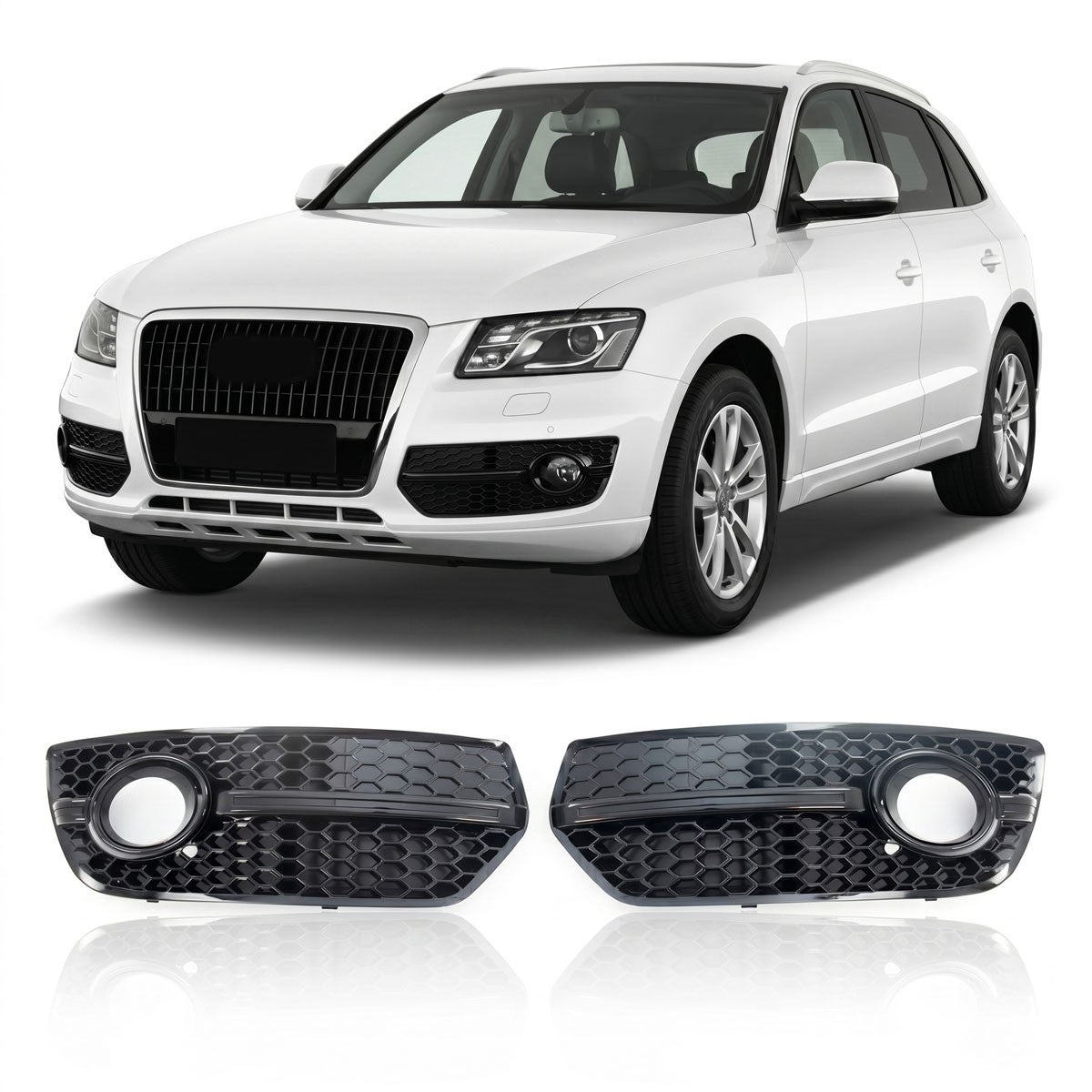 Nebelscheinwerfer Abdeckungen Set Hochglanz Schwarz passend für Audi Q5 8R 2008-2012