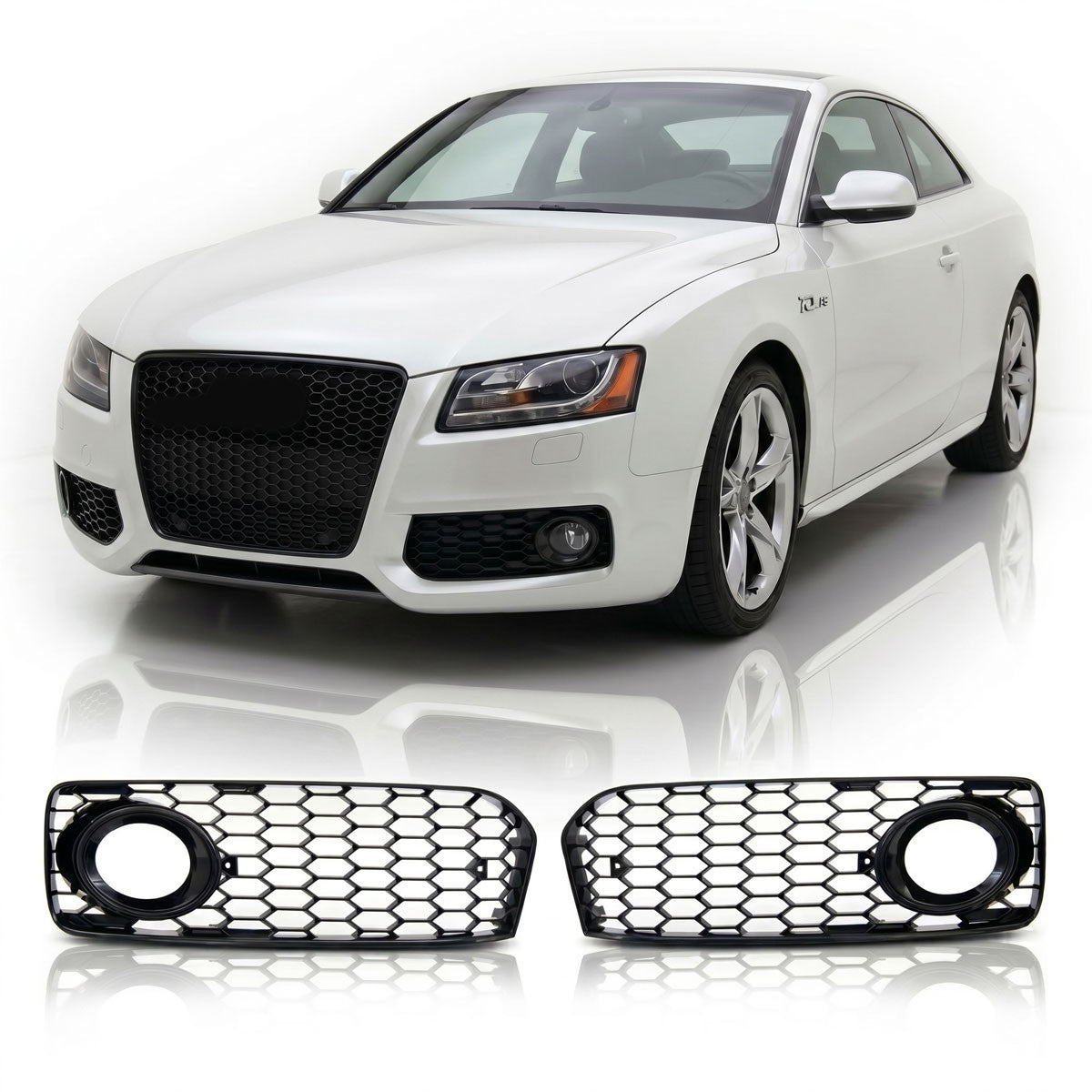 Nebelscheinwerferabdeckungen Set Hochglanz Schwarz passend für Audi A5 8T 2007-2011