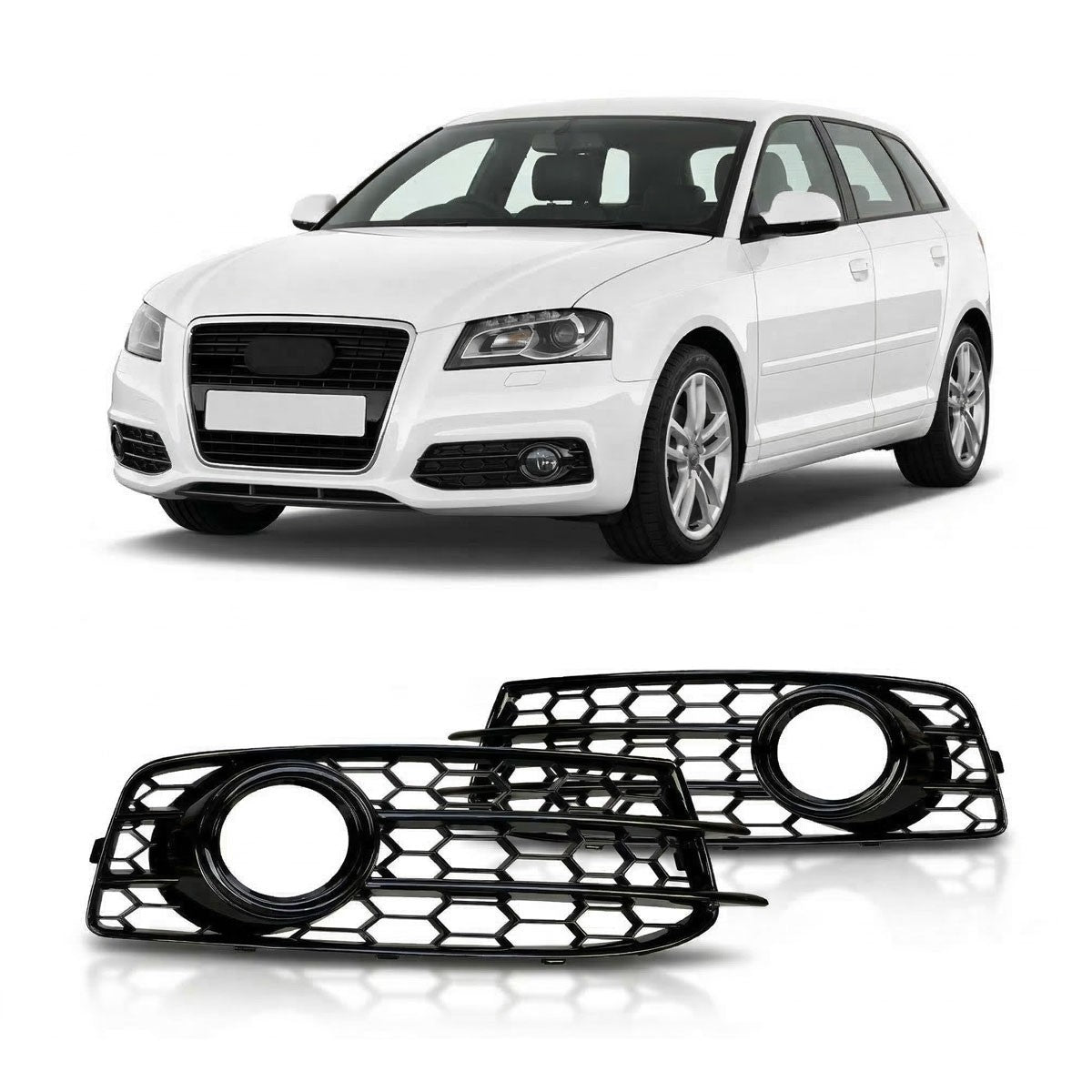 Nebelscheinwerferabdeckungen Hochglanz Schwarz passend für Audi A3 8P Sportback 2008-2013
