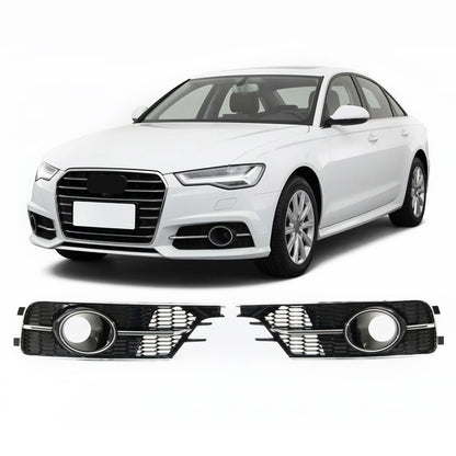 Sport Nebelscheinwerferabdeckungen Hochglanz Schwarz Chrom passend für Audi A6 C7 2014-2018