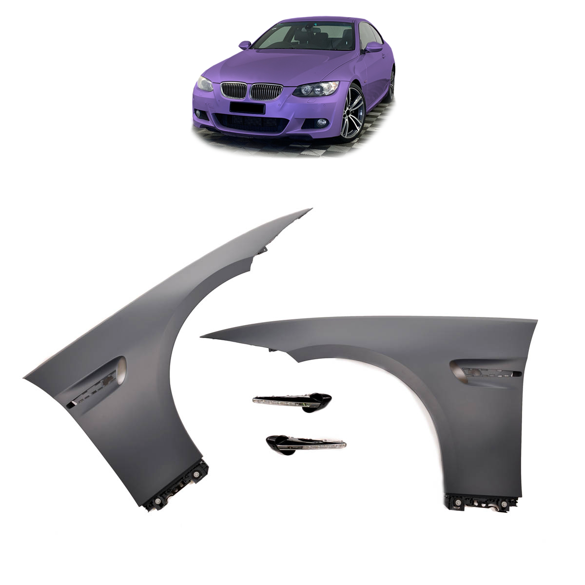 Vordere Kotflügel Set mit LED-Lüftungen passend für BMW 3er E92 E93 2006-2013