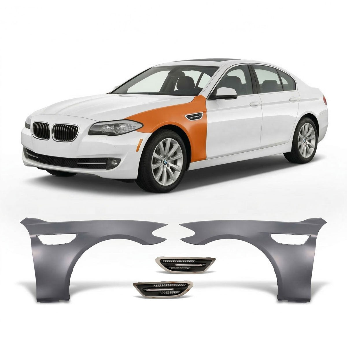 Frontkotflügel Set mit LED Belüftungen passend für BMW 5er F10 F11 2009-2016