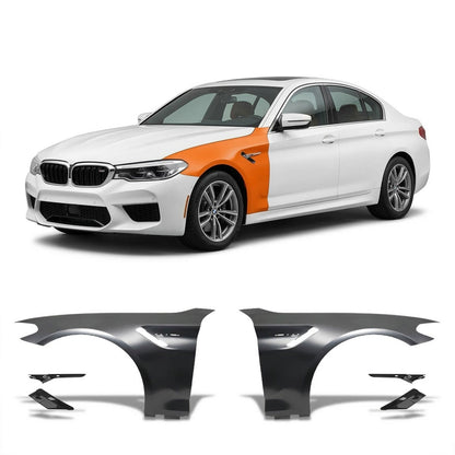 Vordere Kotflügel Set mit schwarzen Seitenlüftungsschlitzen passend für BMW 5er G30 G31 2016+
