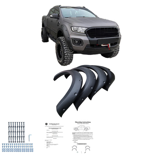 Kotflügelverbreiterungen passend für FORD Ranger T6 T7 T8 2012-2022 mit ABE TÜV Matt Schwarz