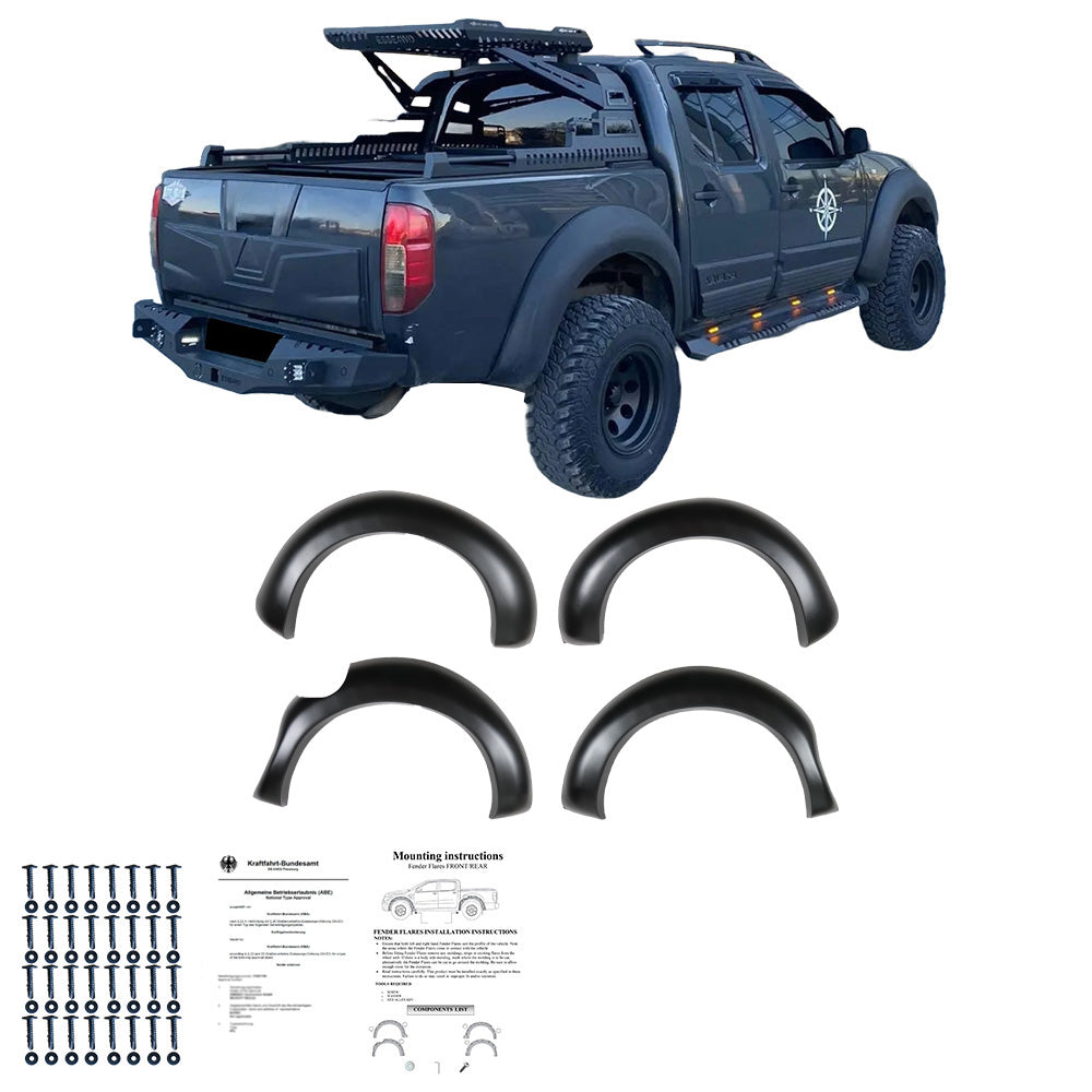 FF02.021 - Kotflügelverbreiterungen passend für NISSAN Navara D40 2005-2010 mit ABE TÜV Matt Schwarz