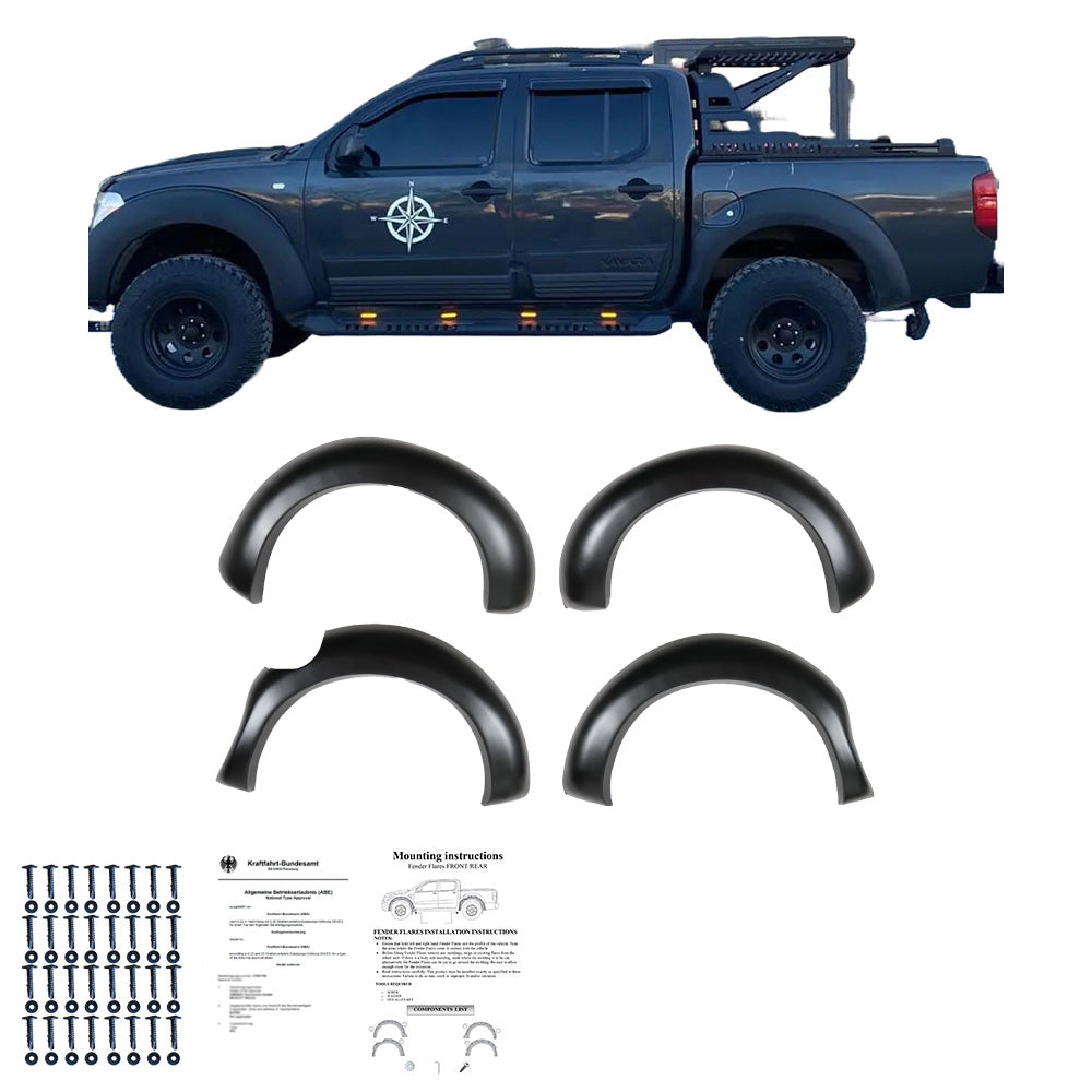 FF02.021 - Kotflügelverbreiterungen passend für NISSAN Navara D40 2005-2010 mit ABE TÜV Matt Schwarz