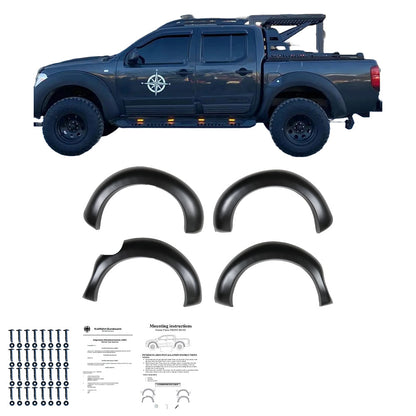 FF02.021 - Kotflügelverbreiterungen passend für NISSAN Navara D40 2005-2010 mit ABE TÜV Matt Schwarz