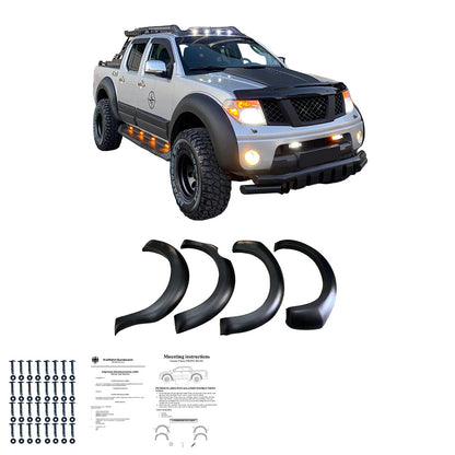 FF02.030 - Kotflügelverbreiterungen passend für NISSAN Navara D40 Facelift 2010-2014 mit ABE TÜV Matt Schwarz