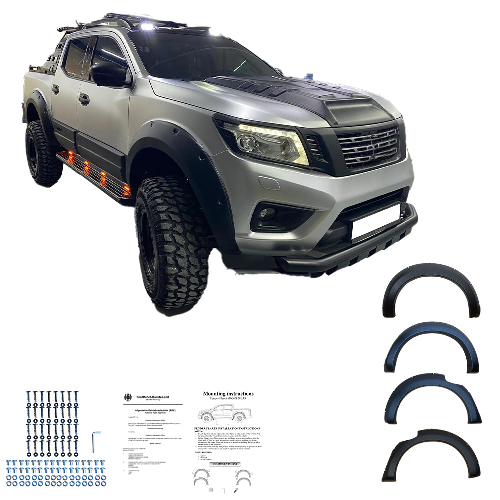 Kotflügelverbreiterungen passend für NISSAN Navara NP300 (D23) 2017-2021 mit ABE TÜV Matt Schwarz