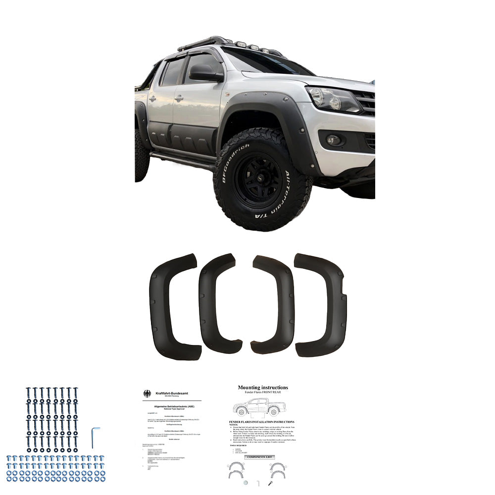 Kotflügelverbreiterungen passend für VW Amarok MK1 2010-2016 mit ABE TÜV Matt Schwarz