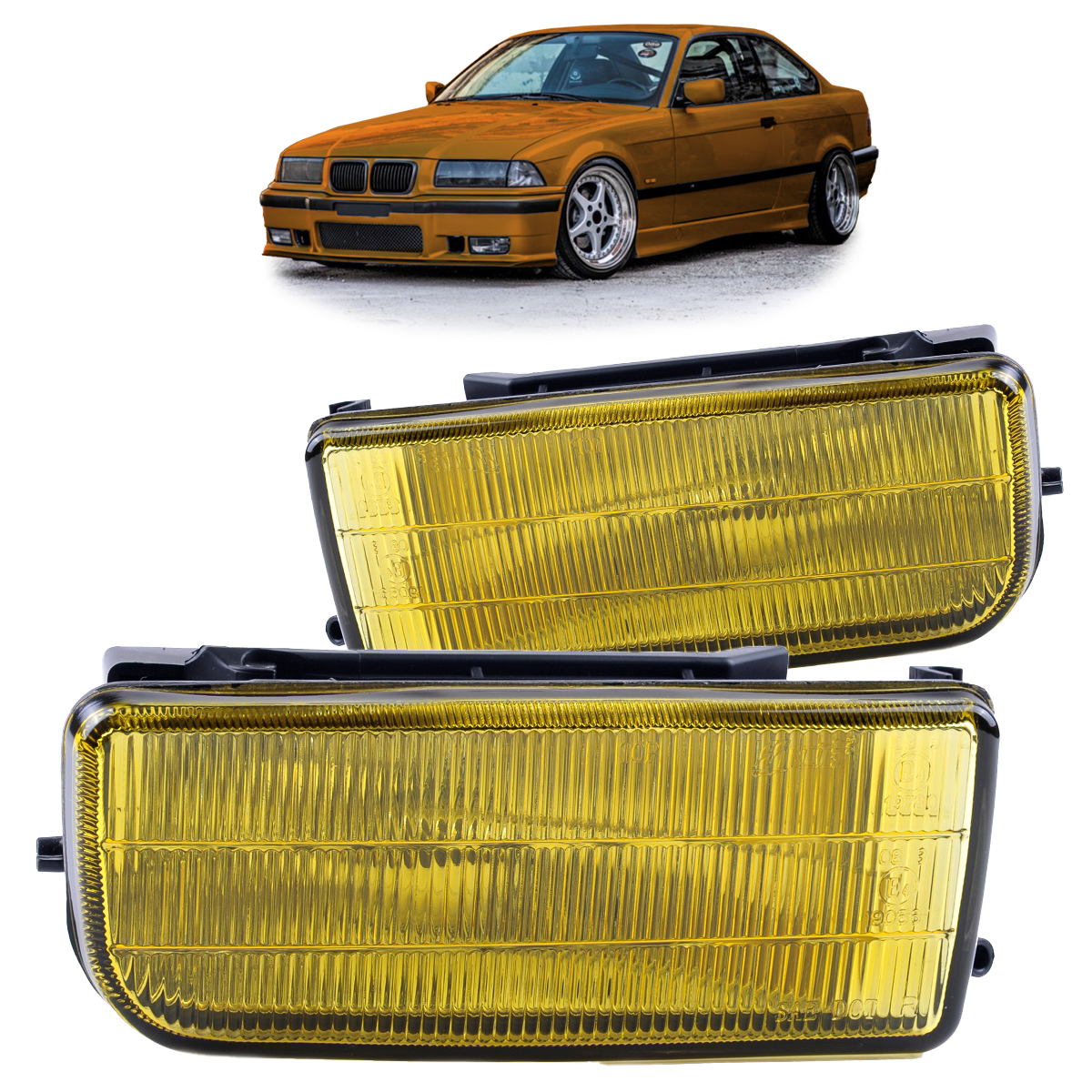 Gelbe Nebelscheinwerfer Set passend für BMW 3er E36 1991-1999