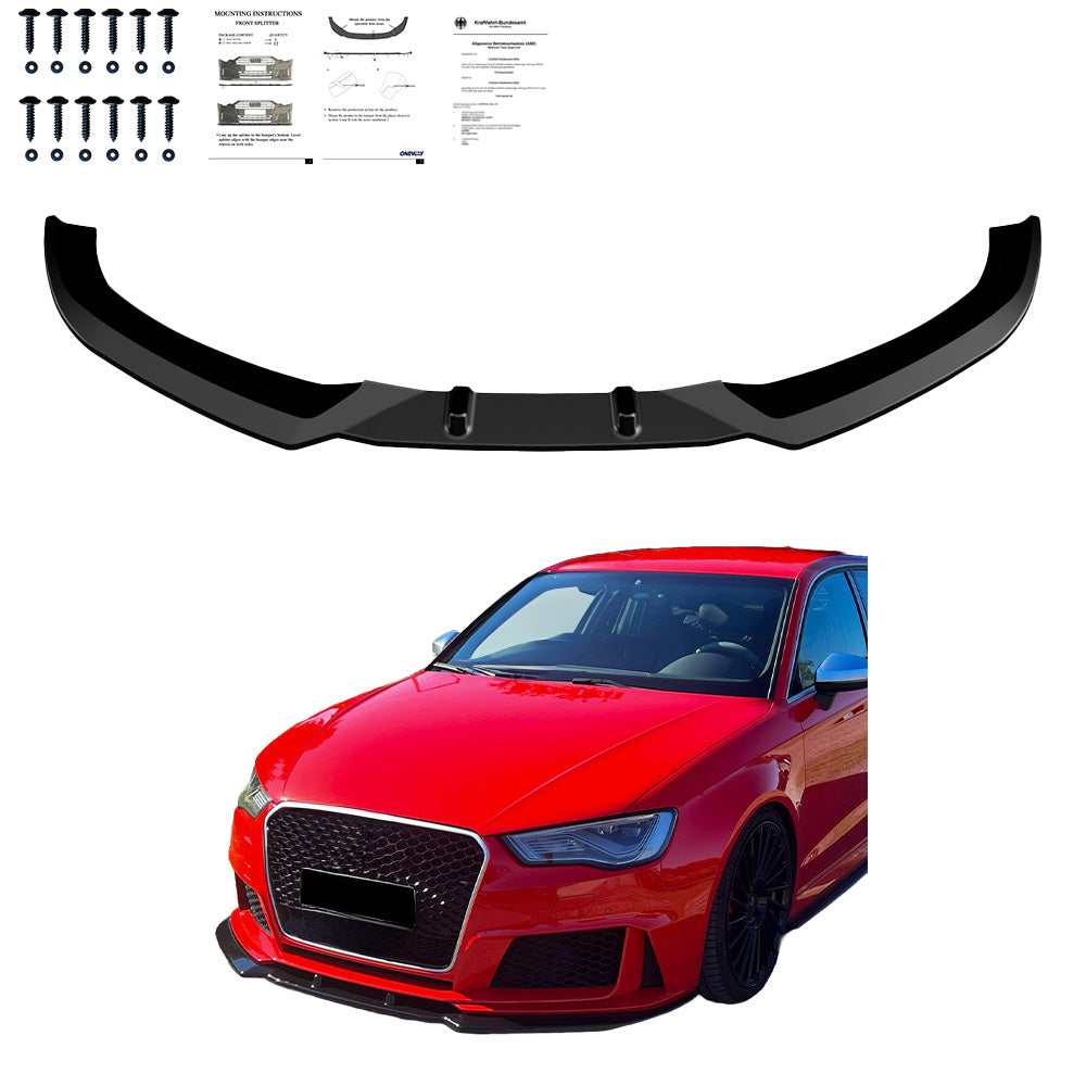 Frontsplitter passend für AUDI RS3 8V Sportback 2015-2016 mit ABE TÜV Hochglanz Schwarz
