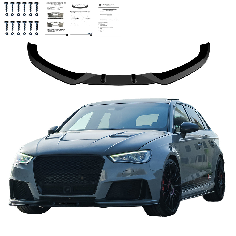 Frontsplitter passend für AUDI RS3 8V Sportback 2015-2016 mit ABE TÜV Hochglanz Schwarz