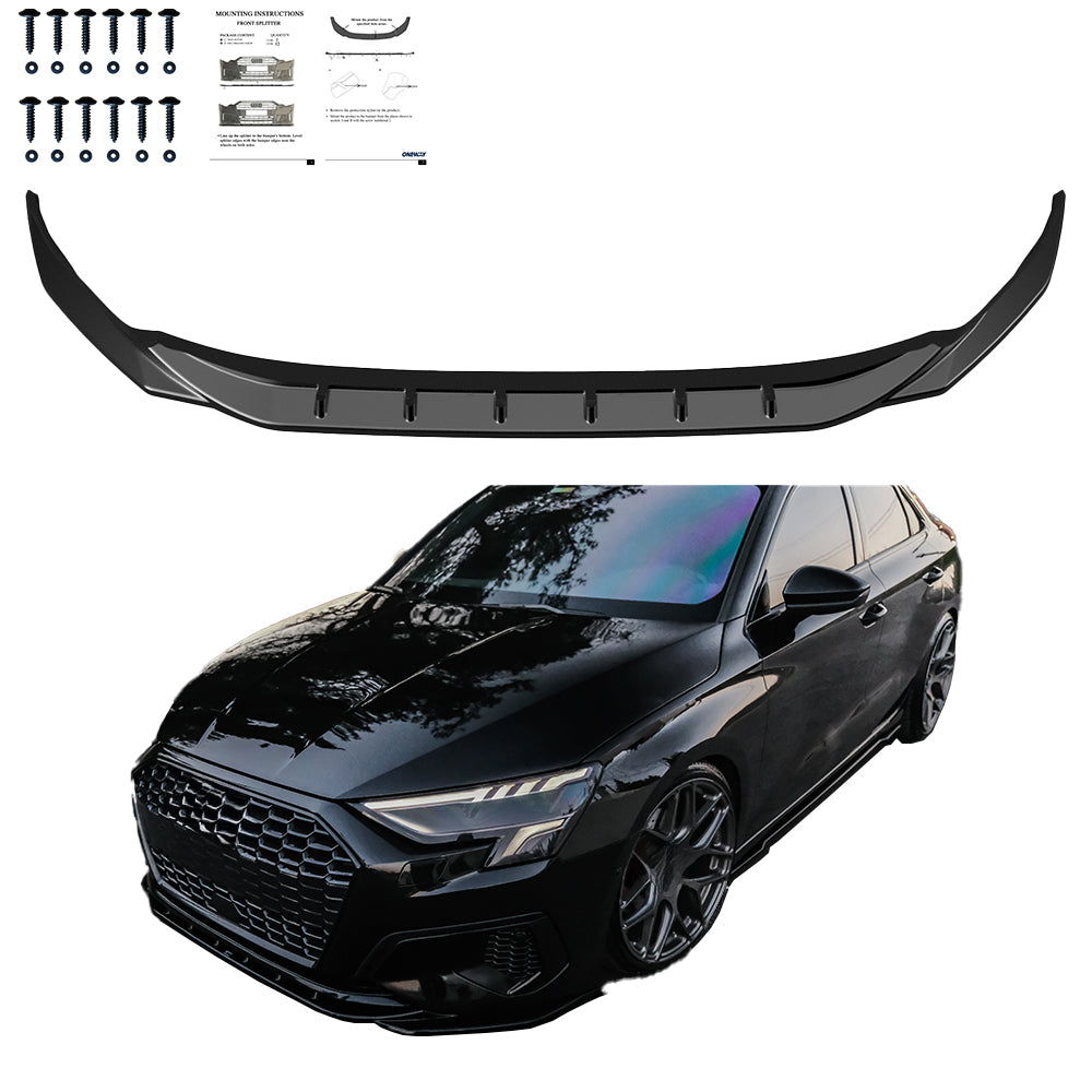 Frontspoiler passend für AUDI A3 8Y (Limousine / Sportback) 2020-2024 Hochglanz Schwarz
