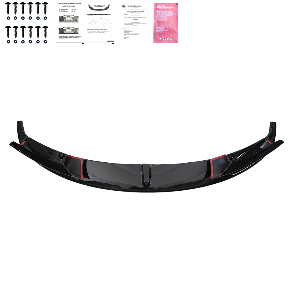 Frontsplitter passend für BMW 3er F30 M-Pack 2012-2019 mit Flaps und ABE TÜV Hochglanz Schwarz