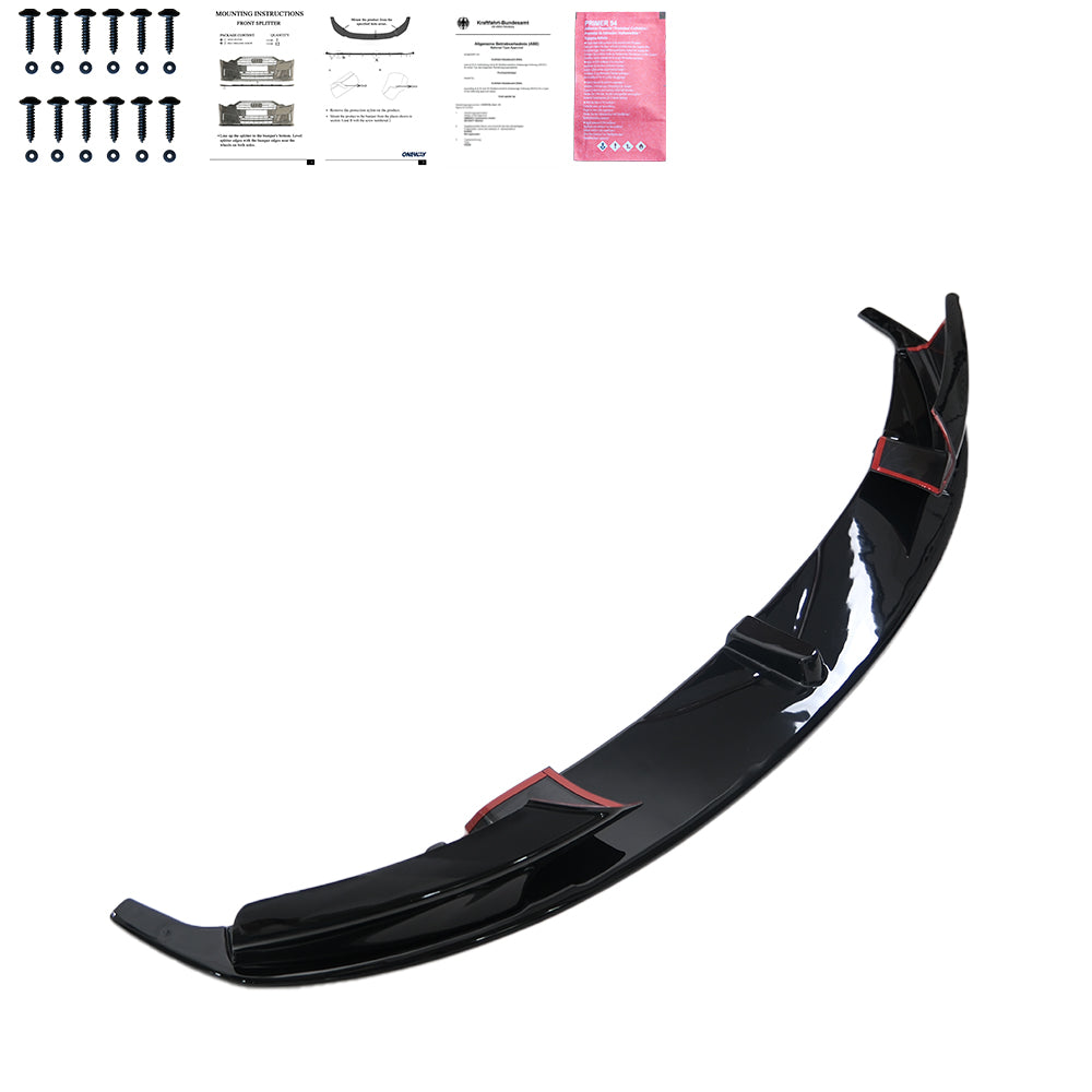 Frontsplitter passend für BMW 3er F30 M-Pack 2012-2019 mit Flaps und ABE TÜV Hochglanz Schwarz