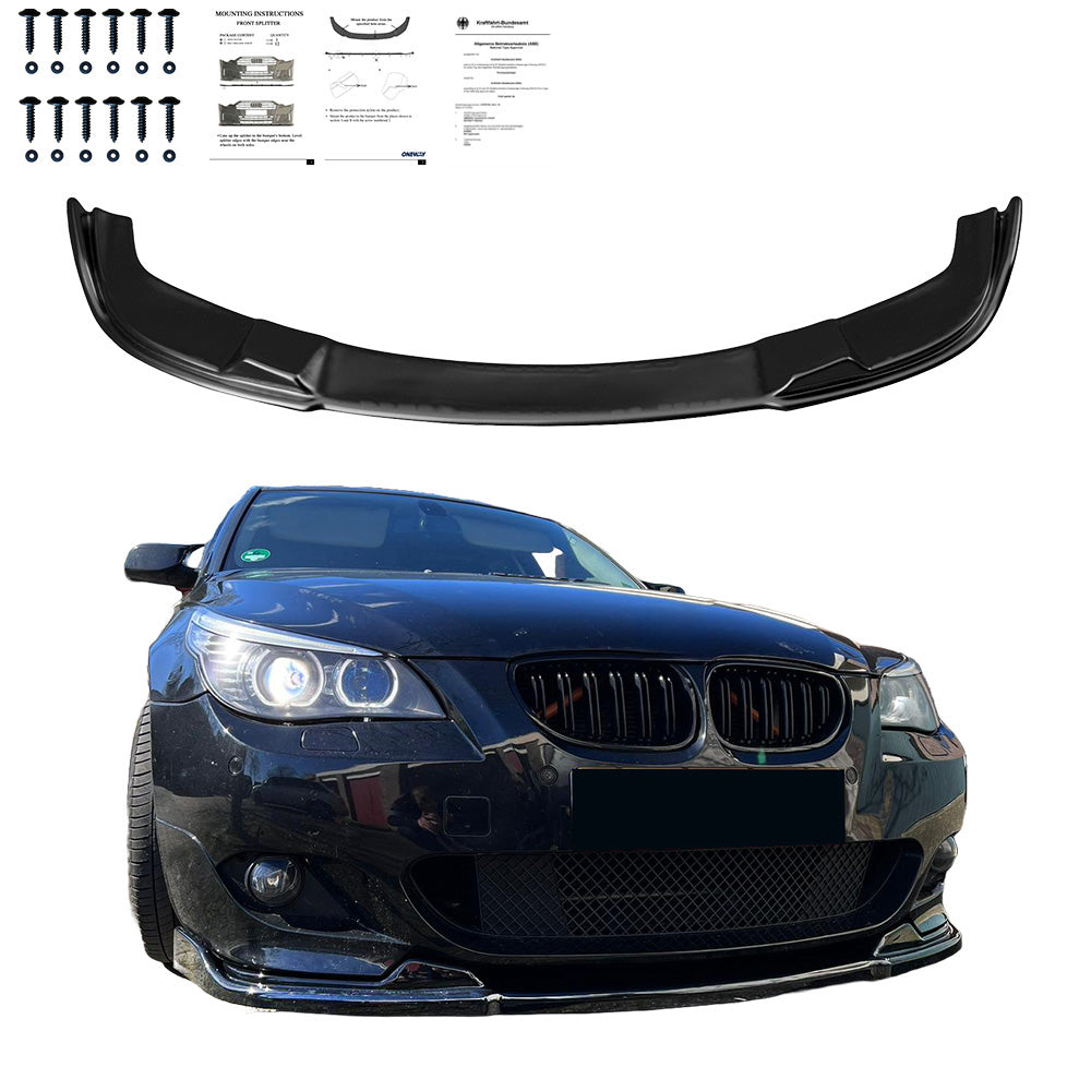 Frontsplitter passend für BMW 5er E60 E61 M-Pack 2003-2010 mit ABE TÜV Hochglanz Schwarz