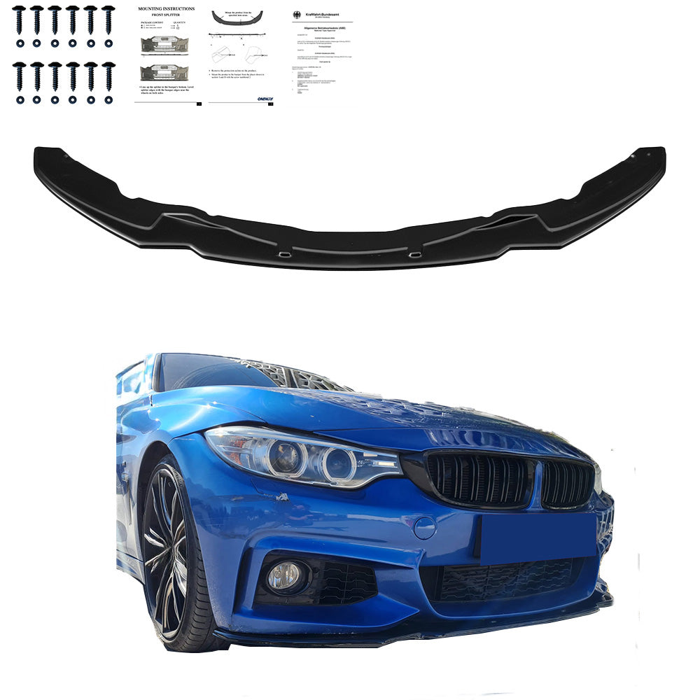 FS01.094 - Frontsplitter passend für BMW 4er F32 F33 F36 M-Paket 2013-2019 Version 2 mit ABE TÜV Hochglanz Schwarz