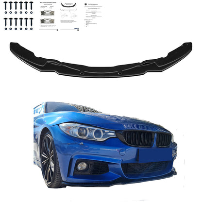 FS01.094 - Frontsplitter passend für BMW 4er F32 F33 F36 M-Paket 2013-2019 Version 2 mit ABE TÜV Hochglanz Schwarz