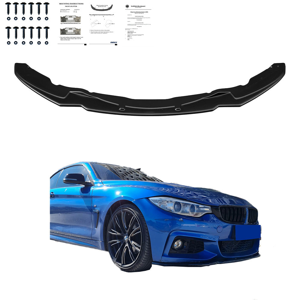 FS01.094 - Frontsplitter passend für BMW 4er F32 F33 F36 M-Paket 2013-2019 Version 2 mit ABE TÜV Hochglanz Schwarz