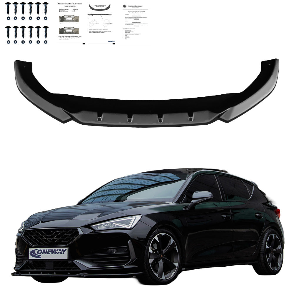 FS01.135 - Frontsplitter passend für CUPRA Leon 2020-2024 mit ABE TÜV Hochglanz Schwarz
