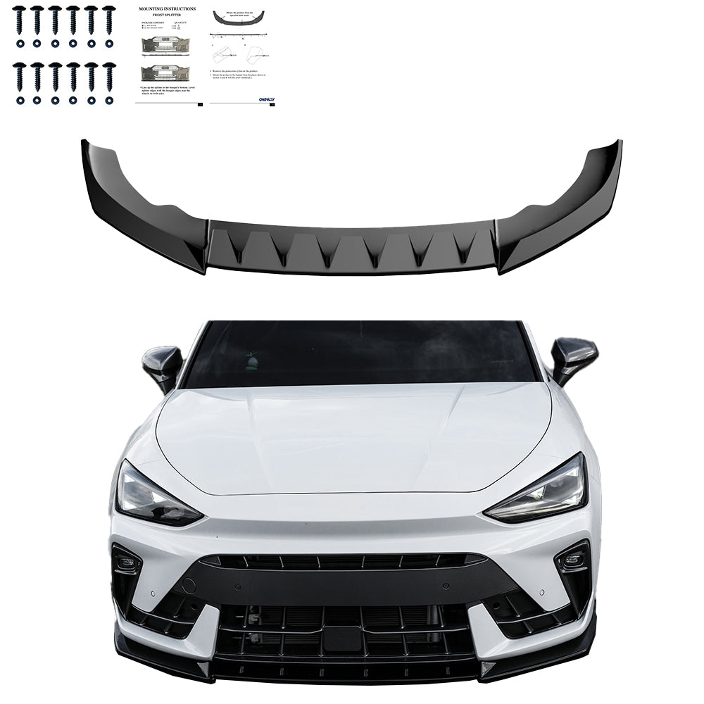 FS01.187 - Frontsplitter Hochglanz Schwarz passend für CUPRA Leon MK1 Facelift 2024+