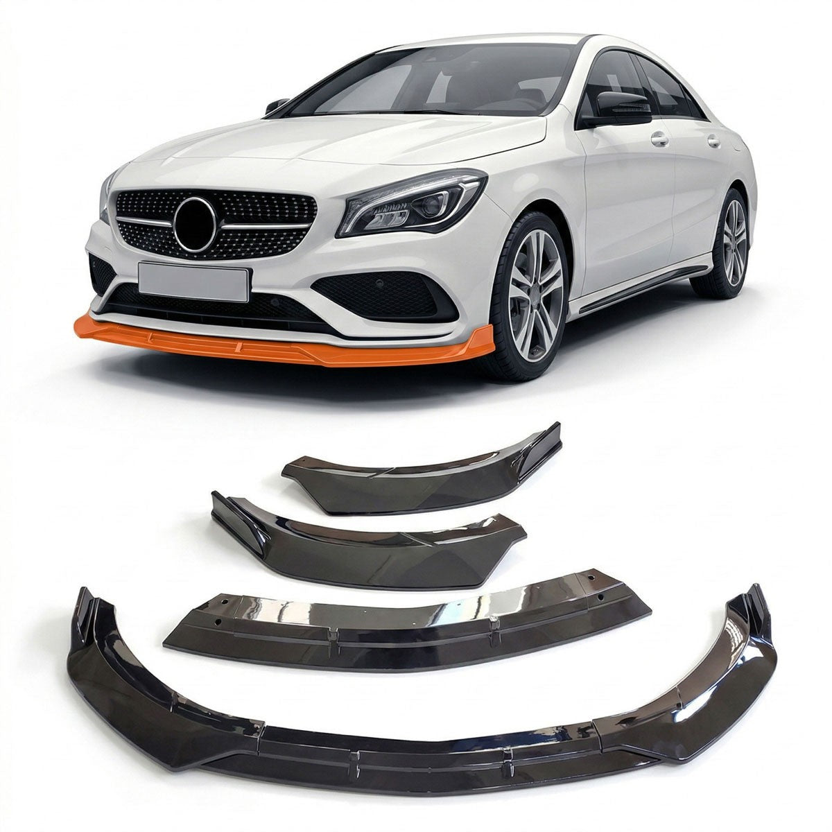 Frontspoilerlippe Hochglanz Schwarz passend für Mercedes CLA C117 X117 2014-2019