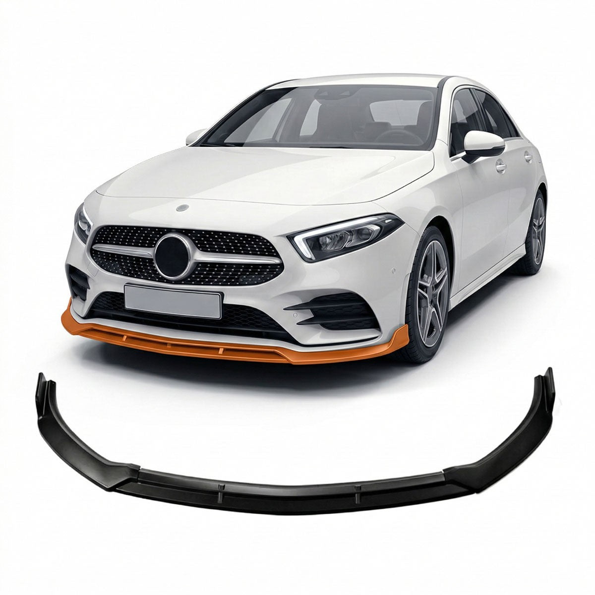 Frontspoilerlippe Hochglanz Schwarz passend für Mercedes A-Klasse W177 V177 2019-