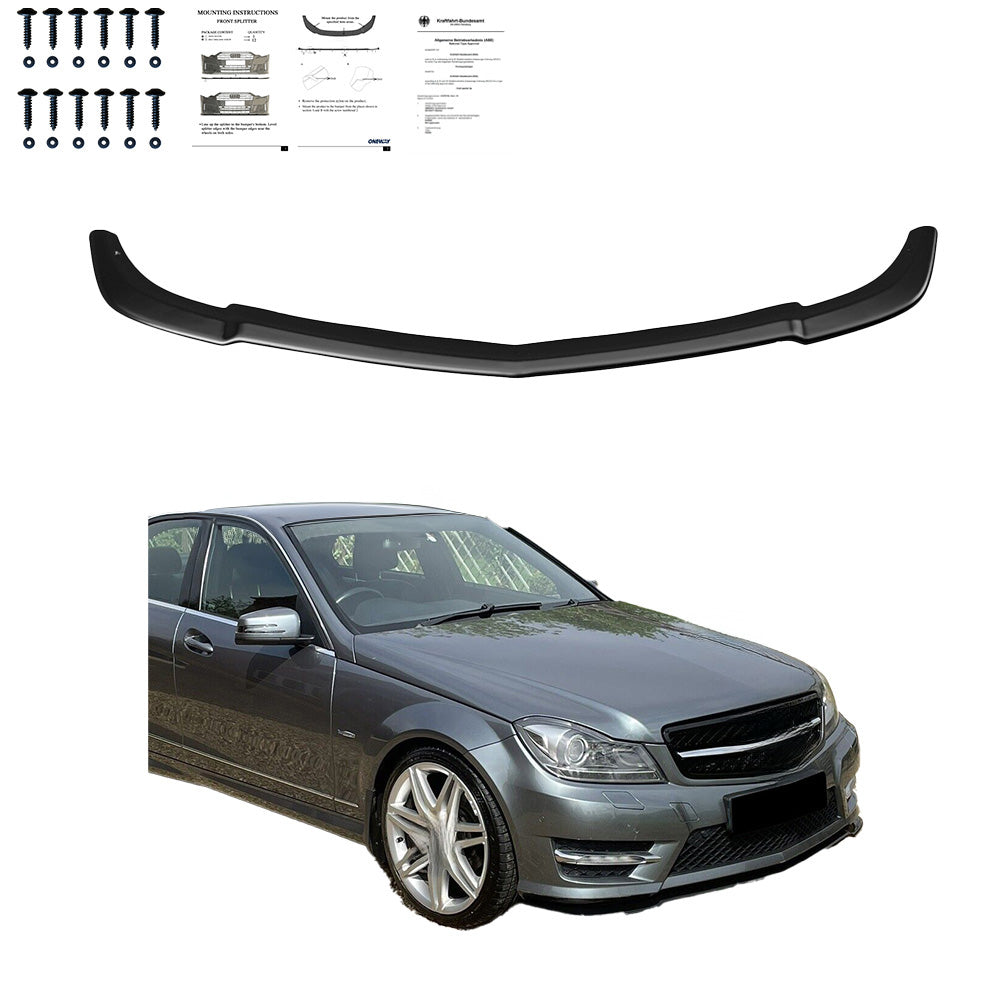 Frontsplitter passend für Mercedes C-Klasse W204 AMG-Line Facelift 2011-2014 mit ABE TÜV Hochglanz Schwarz