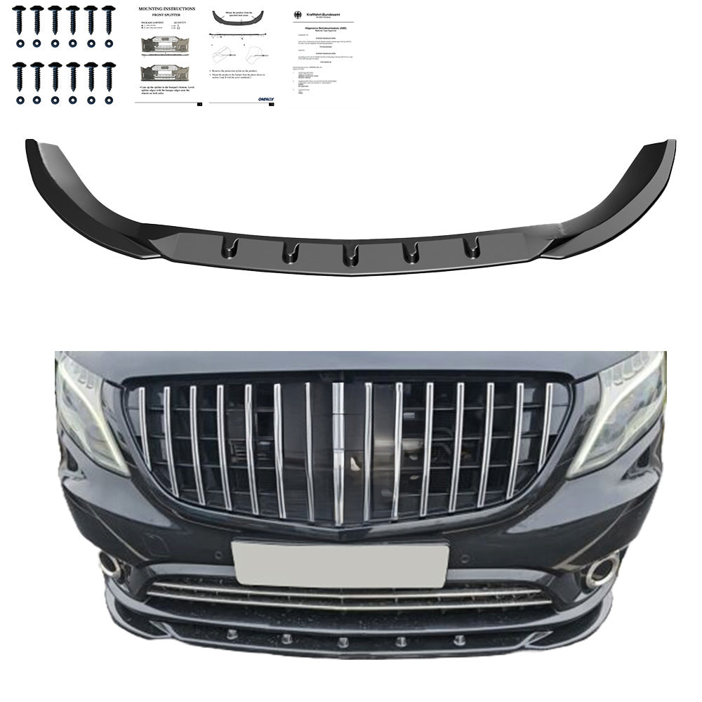 Frontsplitter passend für MERCEDES Vito W447 2014+ mit ABE TÜV Hochglanz Schwarz