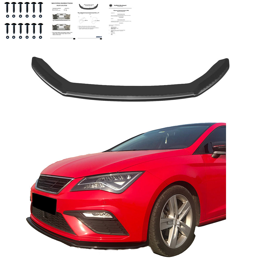 Frontsplitter passend für SEAT Leon FR MK3 Facelift 2017-2019 Version 2 mit ABE TÜV Hochglanz Schwarz