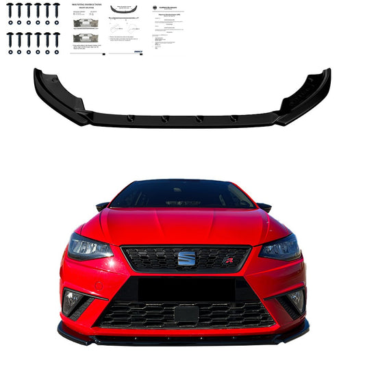Frontsplitter passend für SEAT Ibiza Mk5 2017-2021 mit ABE TÜV Hochglanz Schwarz
