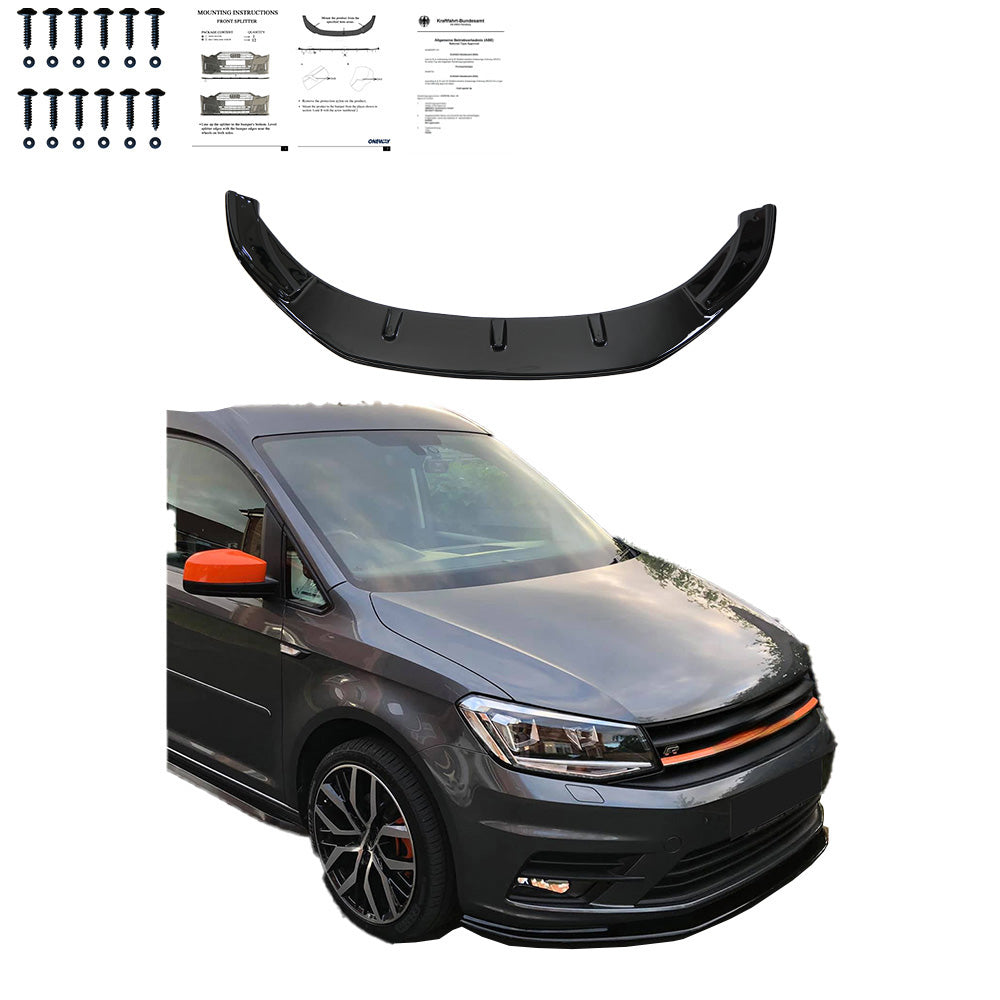 FS01.003 - Frontsplitter passend für VW Caddy MK4 2015-2021 mit ABE TÜV Hochglanz Schwarz