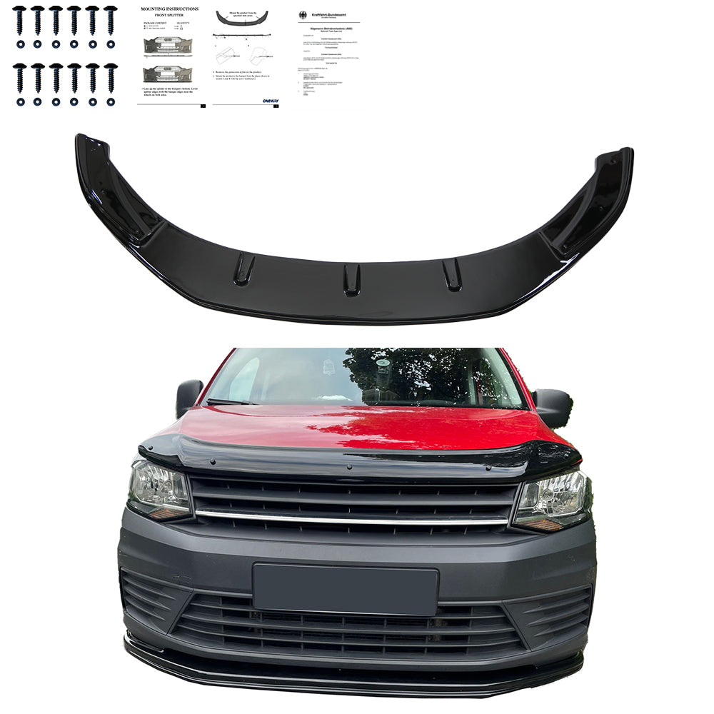 FS01.003 - Frontsplitter passend für VW Caddy MK4 2015-2021 mit ABE TÜV Hochglanz Schwarz