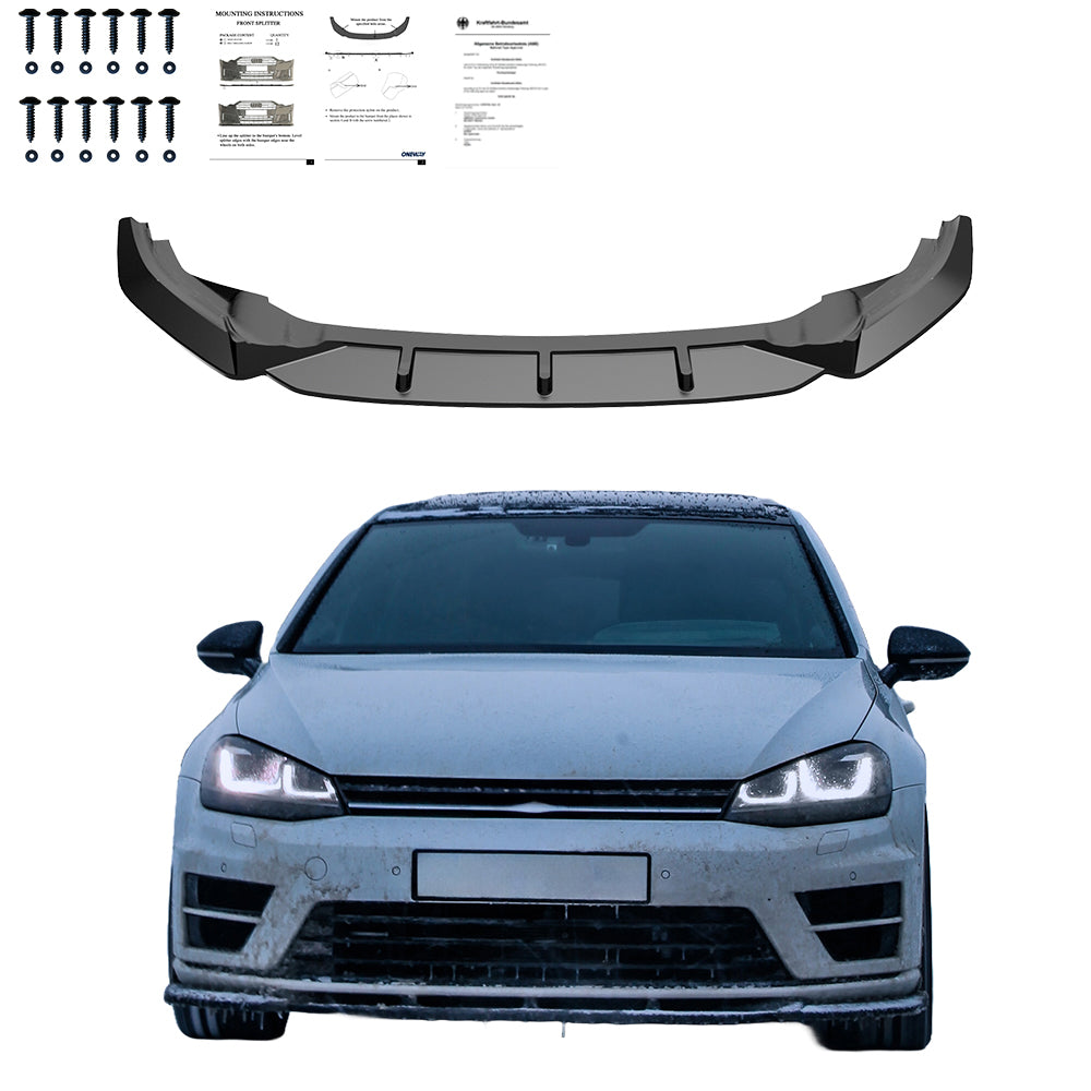 FS01.022 - Frontsplitter passend für VW Golf MK 7 R 2013-2016 Version 2 mit ABE TÜV Hochglanz Schwarz