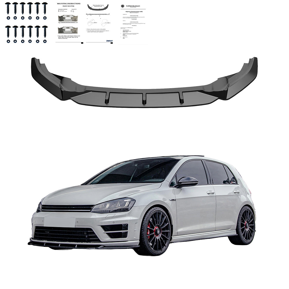 FS01.022 - Frontsplitter passend für VW Golf MK 7 R 2013-2016 Version 2 mit ABE TÜV Hochglanz Schwarz